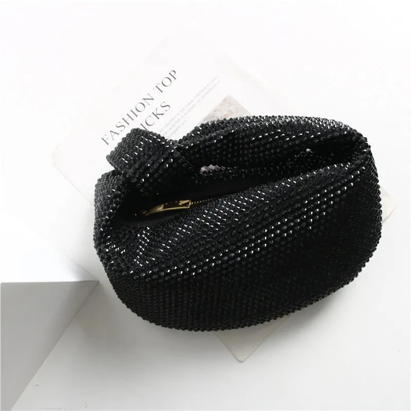 Womens Mini Crystal Stain Knotted Hobo Bags