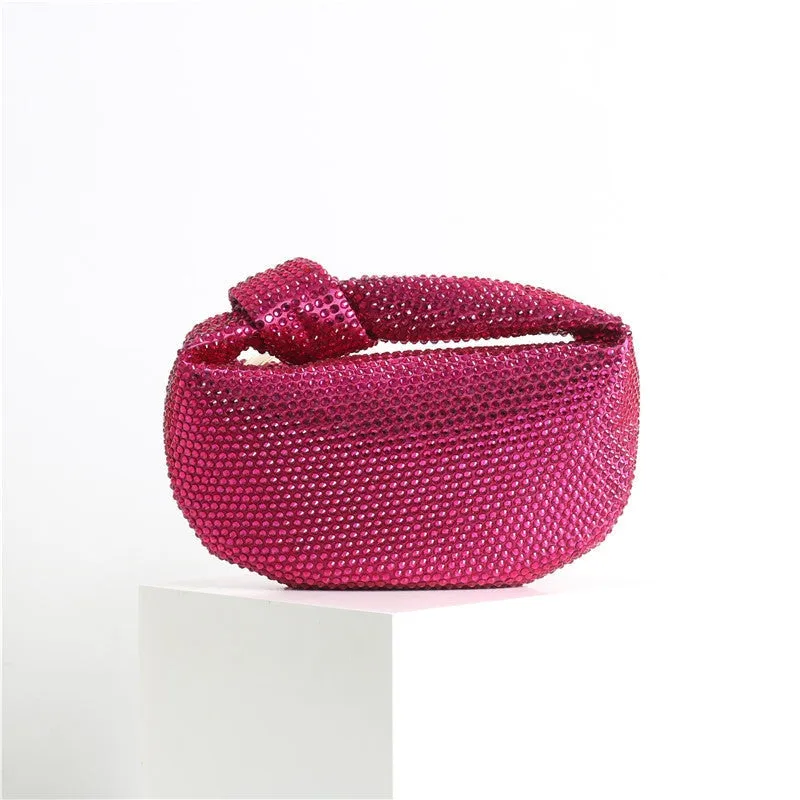 Womens Mini Crystal Stain Knotted Hobo Bags