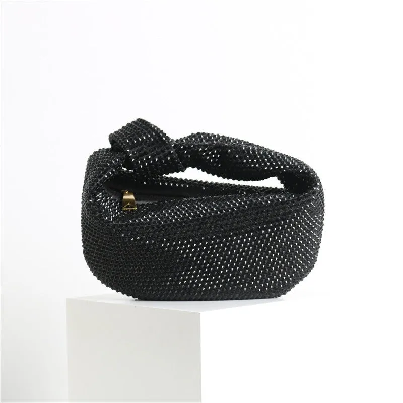 Womens Mini Crystal Stain Knotted Hobo Bags