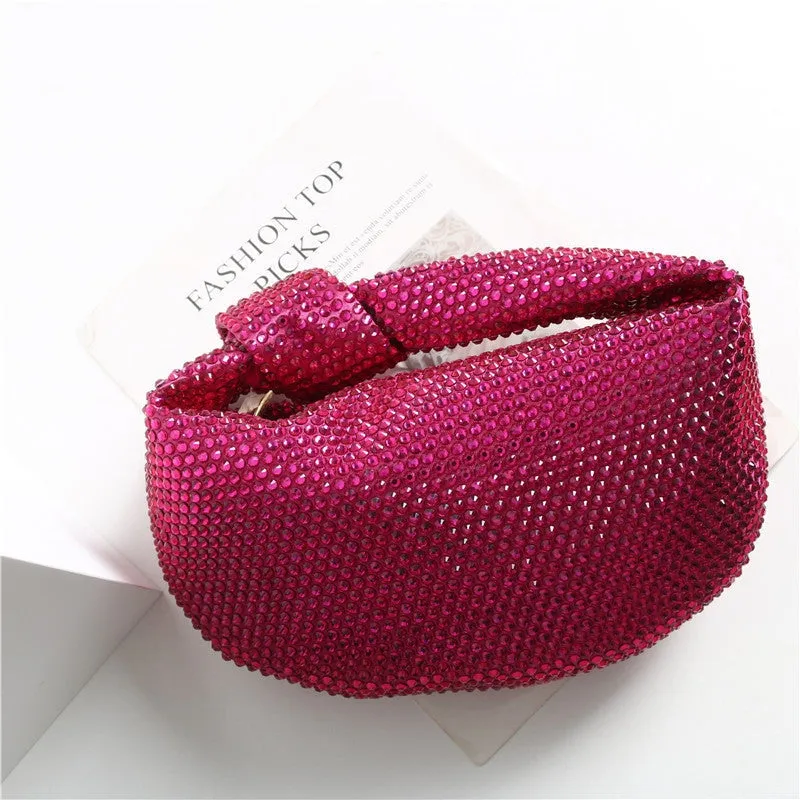 Womens Mini Crystal Stain Knotted Hobo Bags