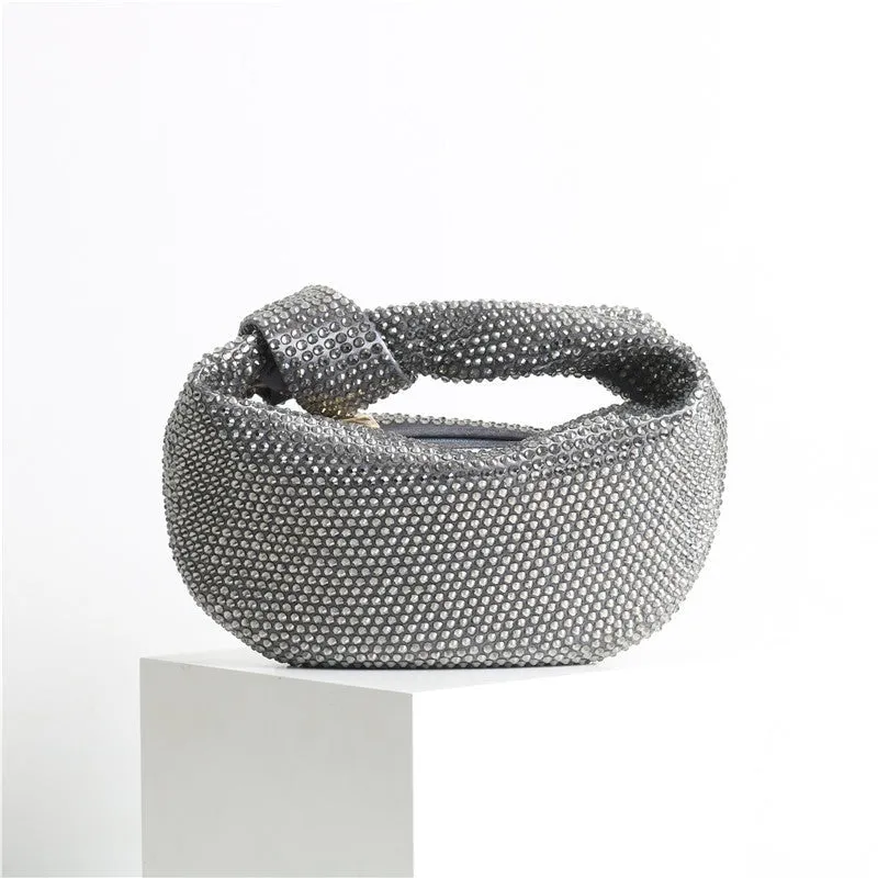 Womens Mini Crystal Stain Knotted Hobo Bags