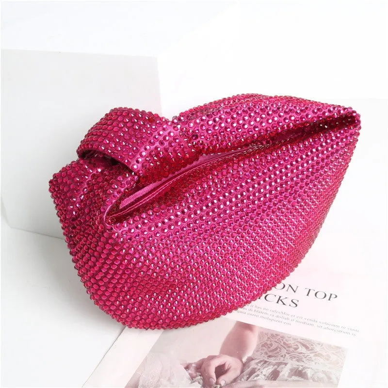 Womens Mini Crystal Stain Knotted Hobo Bags
