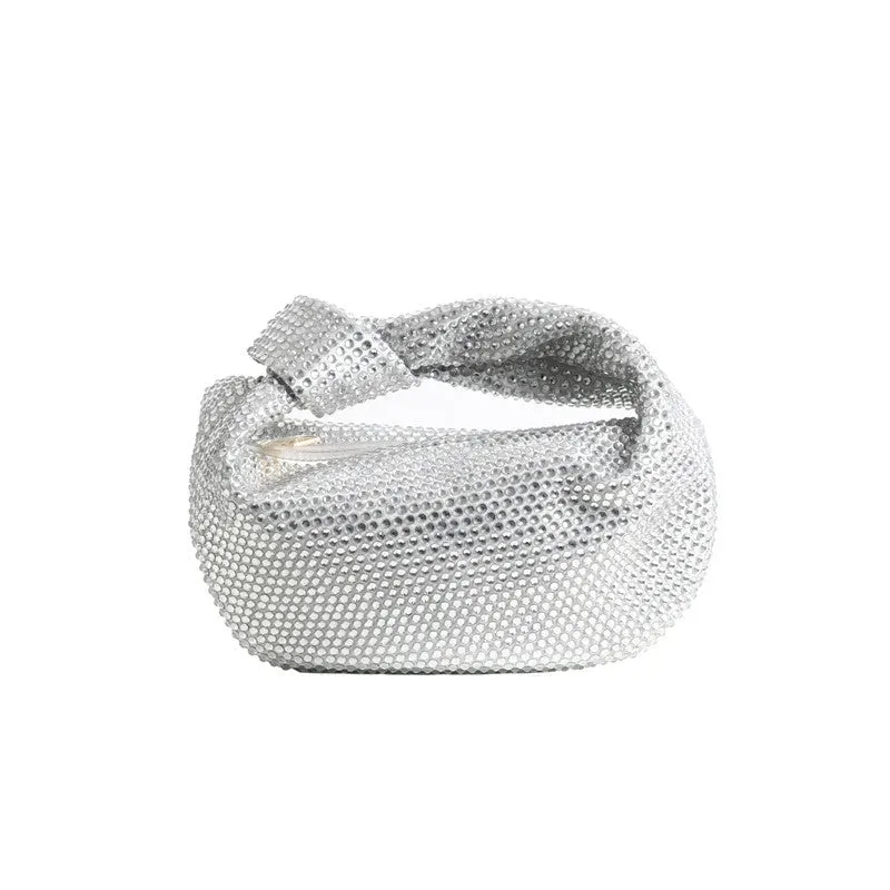 Womens Mini Crystal Stain Knotted Hobo Bags