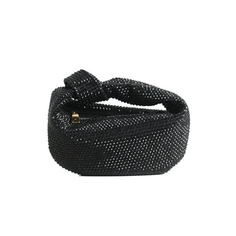 Womens Mini Crystal Stain Knotted Hobo Bags
