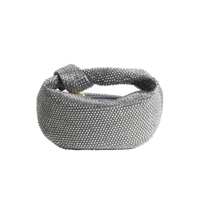 Womens Mini Crystal Stain Knotted Hobo Bags