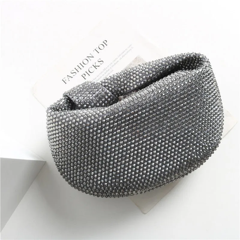 Womens Mini Crystal Stain Knotted Hobo Bags