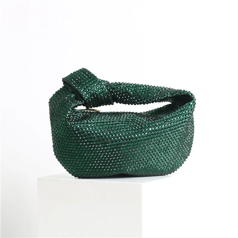Womens Mini Crystal Stain Knotted Hobo Bags