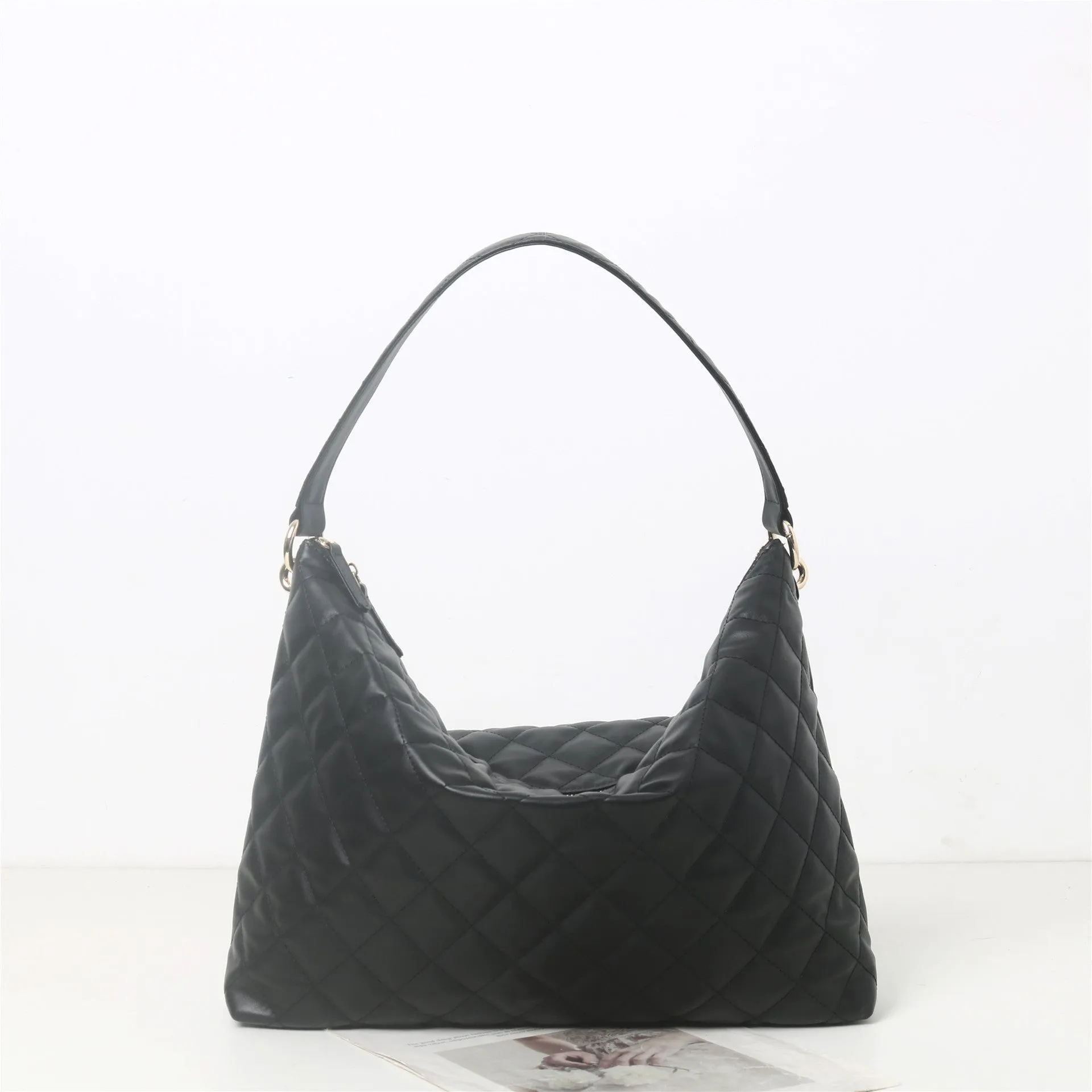 Womens Quilted Leather Large  Hobo Chain Cross Body Bag