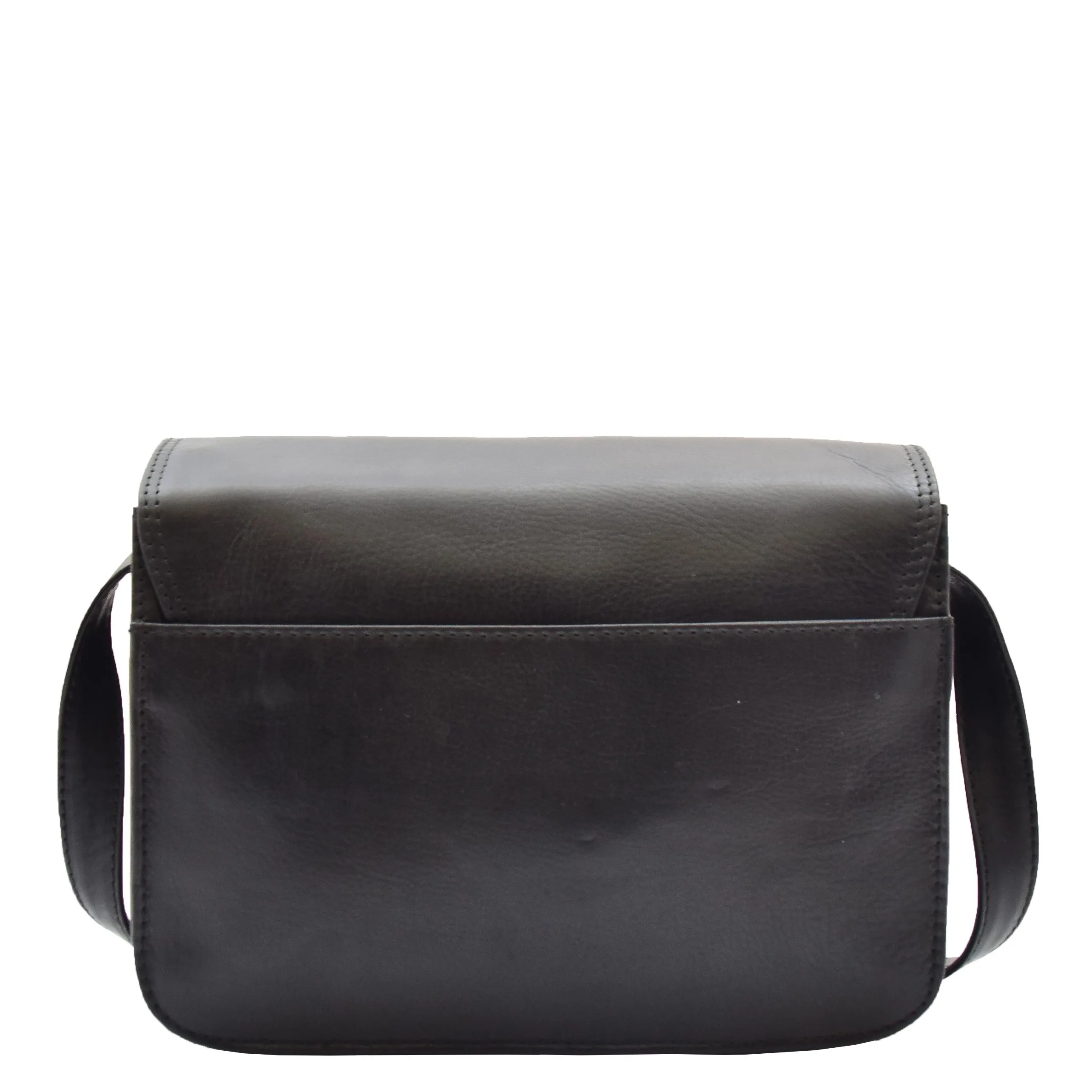 Womens Real Leather Crossbody Bag Messenger Triple Gussets Organiser Nicole Black