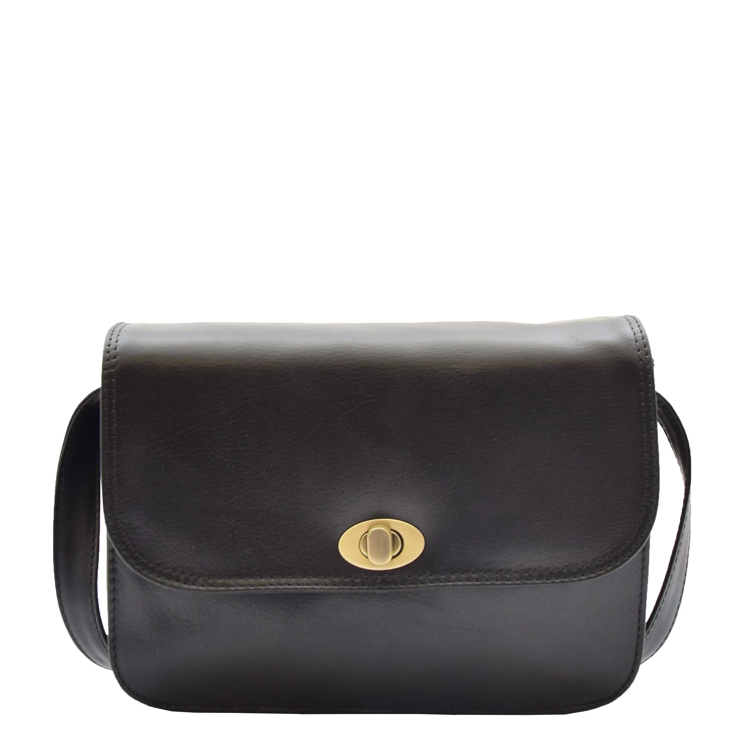 Womens Real Leather Crossbody Bag Messenger Triple Gussets Organiser Nicole Black