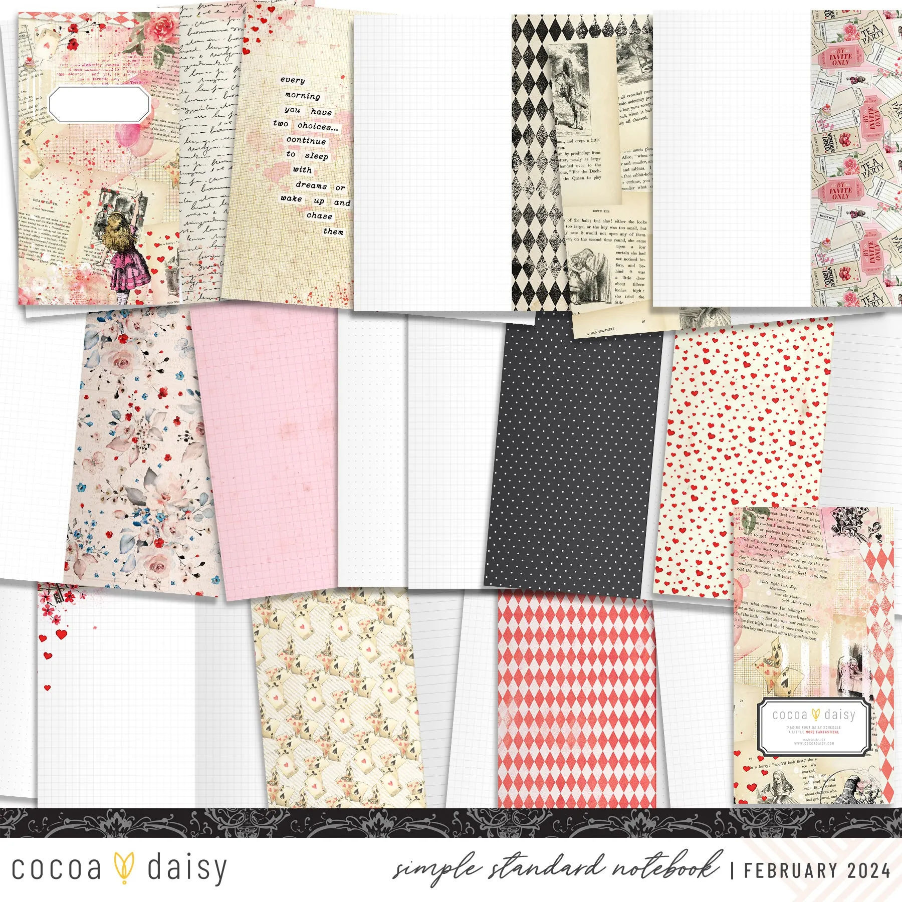 Wonderland SimpleDaisy Notebook February 2024
