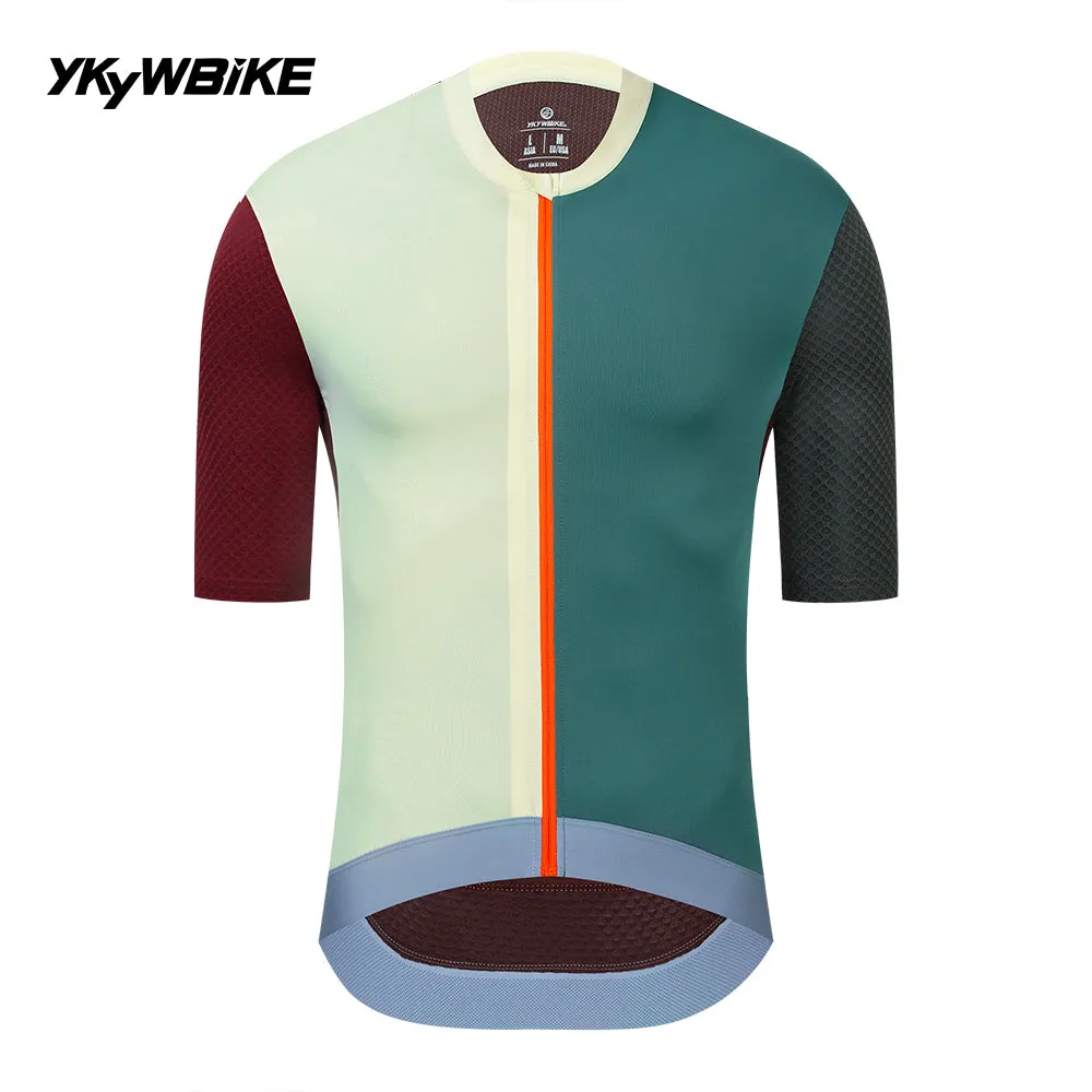 YKYW 2024 Men's New Cycling Jersey Moisture Wicking Quick Dry Multiple Color Light Green Dark Green