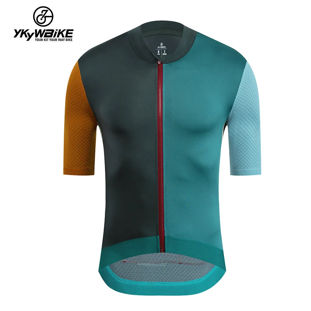 YKYW 2024 Men's New Cycling Jersey Moisture Wicking Quick Dry Multiple Color Light Green Dark Green